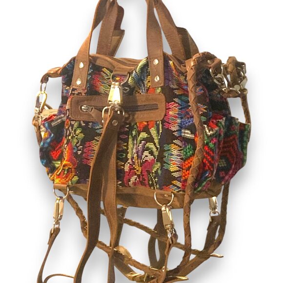Nena & Co Shoulder, carry bag or backpack Colorful, handmade, leather trim